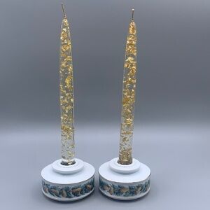 Twelve Days of Christmas Vintage Avon Partridge Pear Leaves 14K Candle Holders